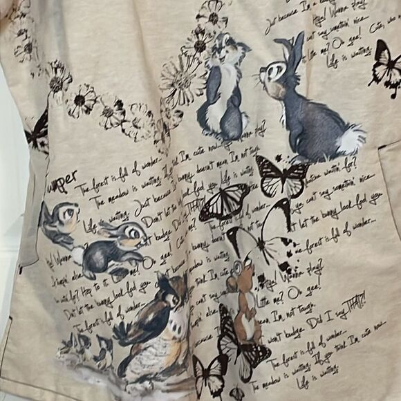 Disney Bambi Thumper Scrub To, Beige, butterflies, Medium - Picture 2 of 7